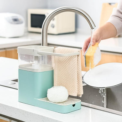 Distributeur de savon 2 en 1 avec vaisselle et porte-serviettes