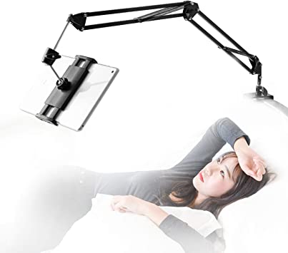 Support de téléphone  rotatif à 360 degrés avec bras en aluminium pour iPad et téléphones ou autres appareils avec écrans.