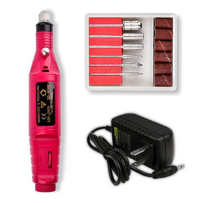 USB électrique manucure pédicure perceuse avec limes à ongles 6 pièces ponceuse, 20000 tr/min